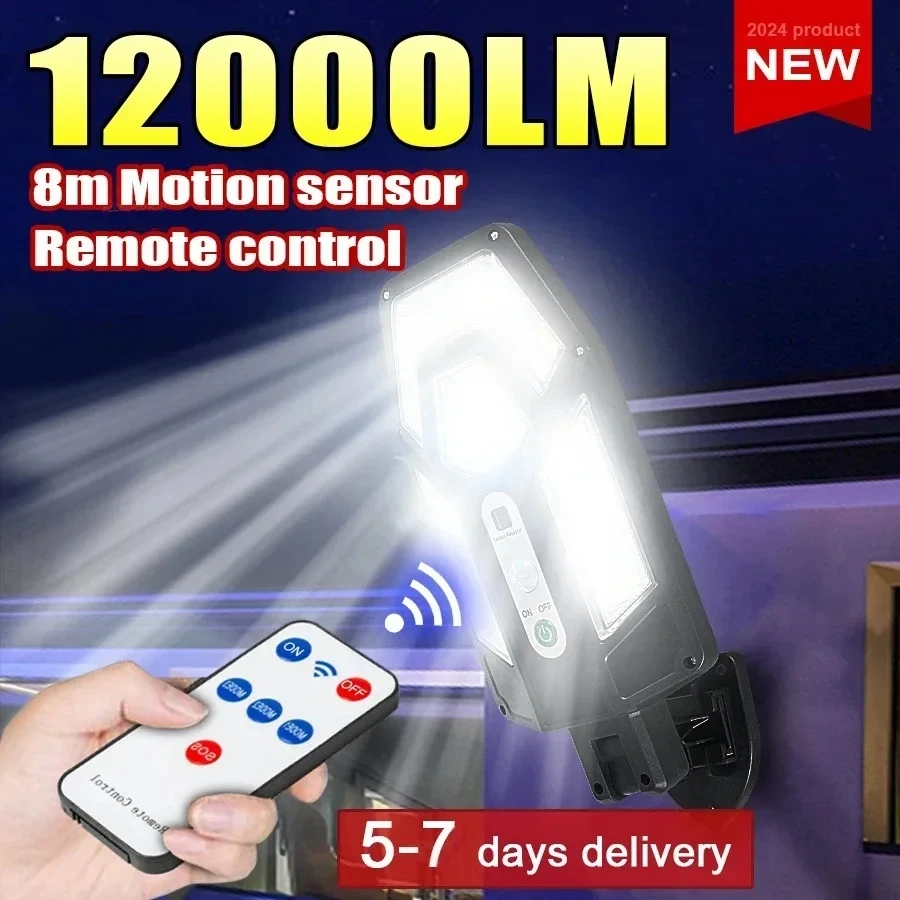 Outdoor Lighting Wire - 12000LM 강력한 태양광 벽등 리모컨 포함