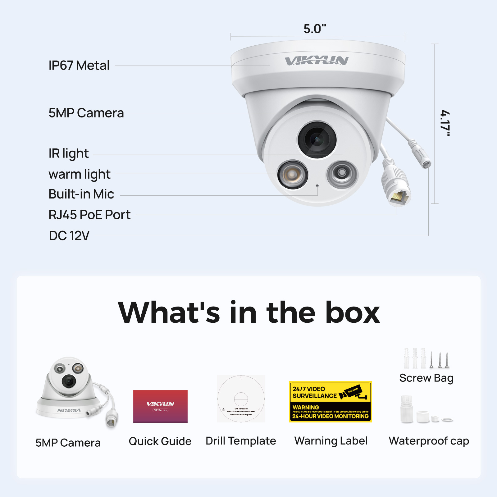 VIKYLIN 5MP 스마트 듀얼 라이트 IP 카메라  - Outdoor Lighting Mains Powered 리뷰 및 가격