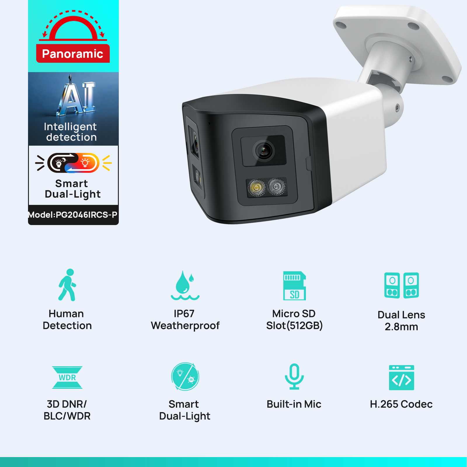 비키린 170 °   파노라마 보안 카메라 스마트 듀얼 - Outdoor Lighting Mains Powered 리뷰 및 가격