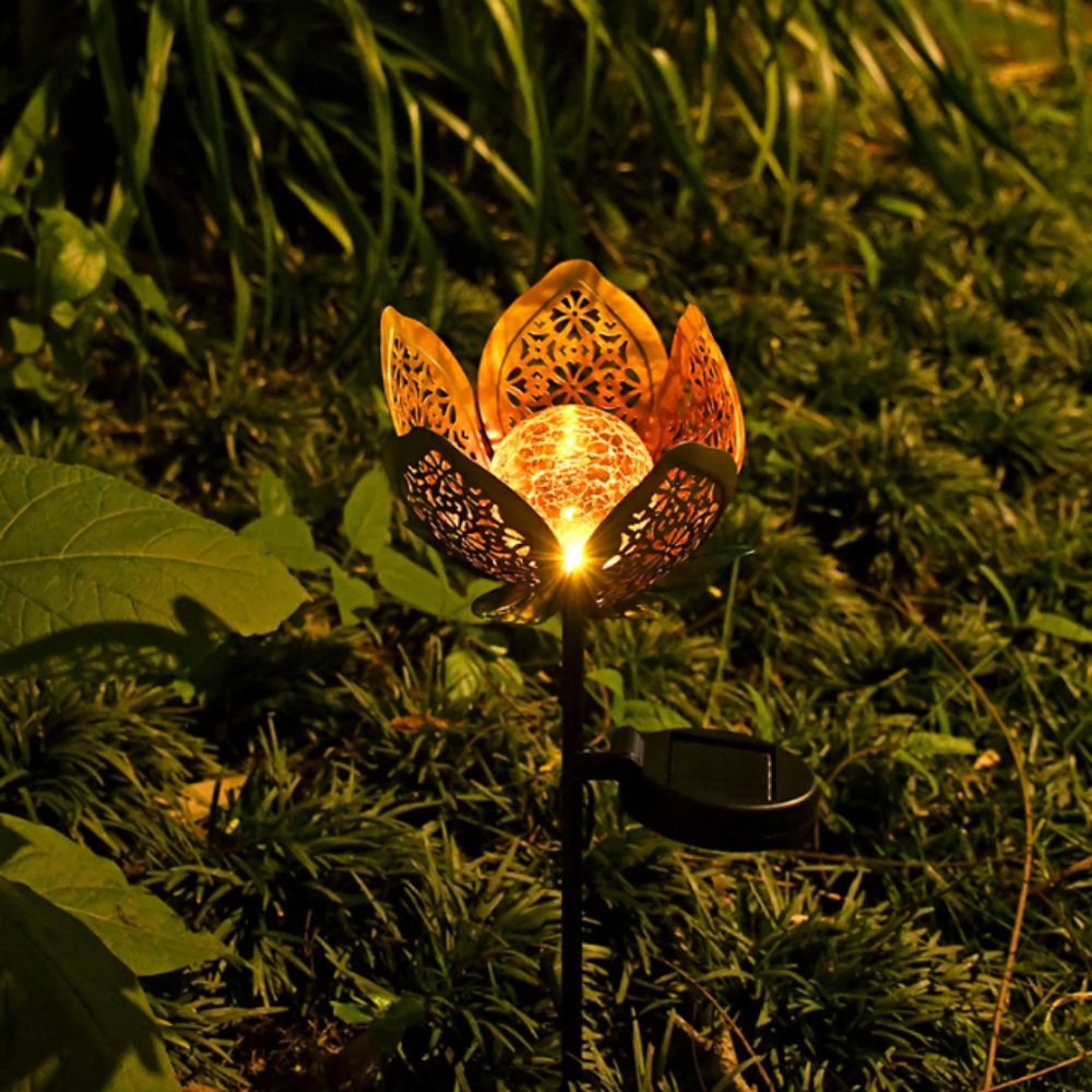 연꽃 모양의 태양열 램프 철제 접지 플러그 속이 빈 디 - Outdoor Lighting Ground Fixtures 리뷰 및 가격
