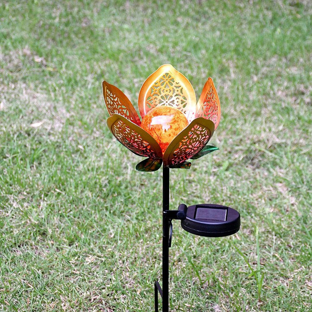연꽃 모양의 태양열 램프 철제 접지 플러그 속이 빈 디 - Outdoor Lighting Ground Fixtures 리뷰 및 가격