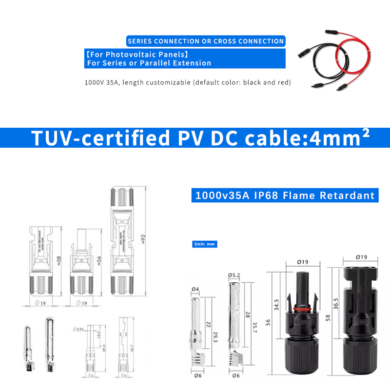 태양광 패널 시스템용 커넥터가 있는 빨간색 및 검정색  - Outdoor Lighting Extension Cable 리뷰 및 가격