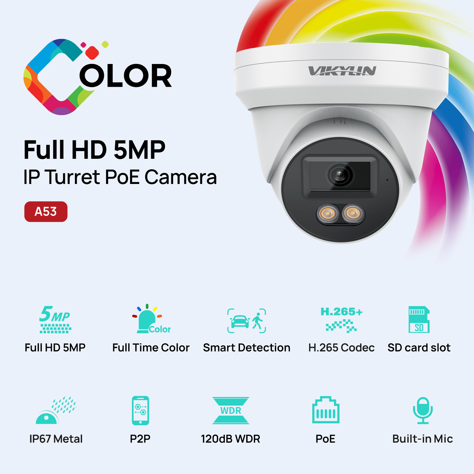 VIKYLIN 5MP IP 보안 카메라(풀 컬러 오디오 - Outdoor Lighting Mains Powered 리뷰 및 가격