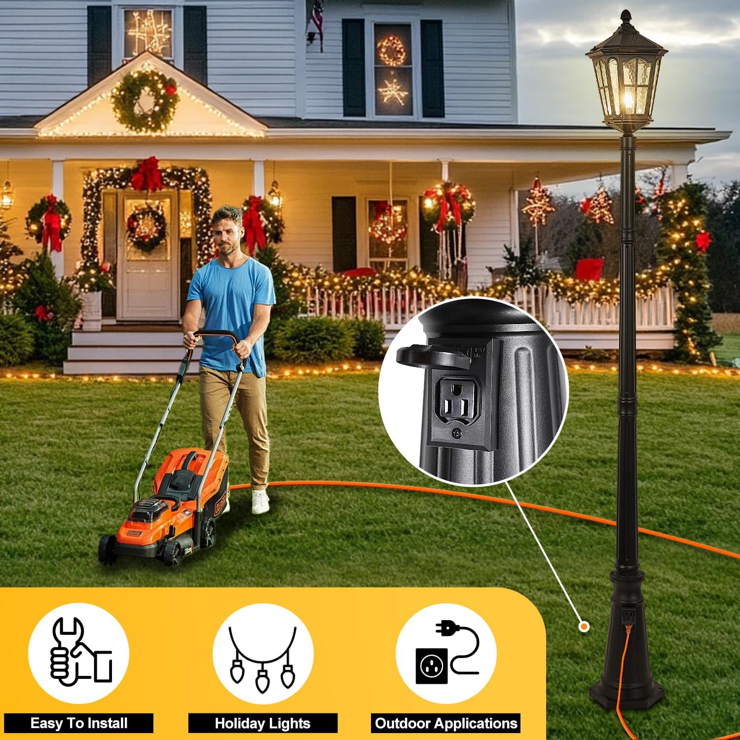 방수 기능이 있는 야외용 기둥 조명, 콘센트 포함, 해 - Outdoor Yard Lighting Fixtures 리뷰 및 가격