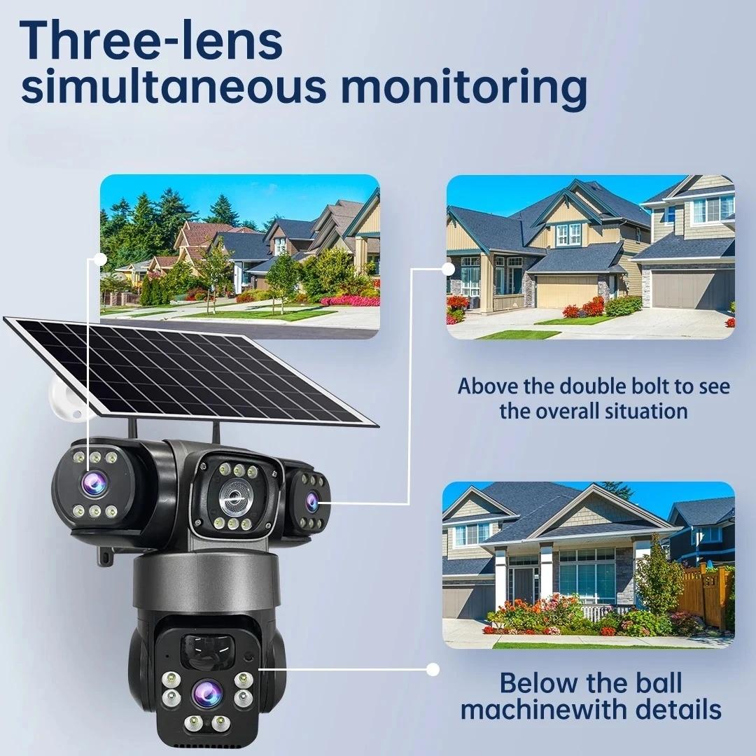 태양광 보안 카메라 5MP 3렌즈 PTZ WiFi 야외 - Outdoor Lighting Mains Powered 리뷰 및 가격
