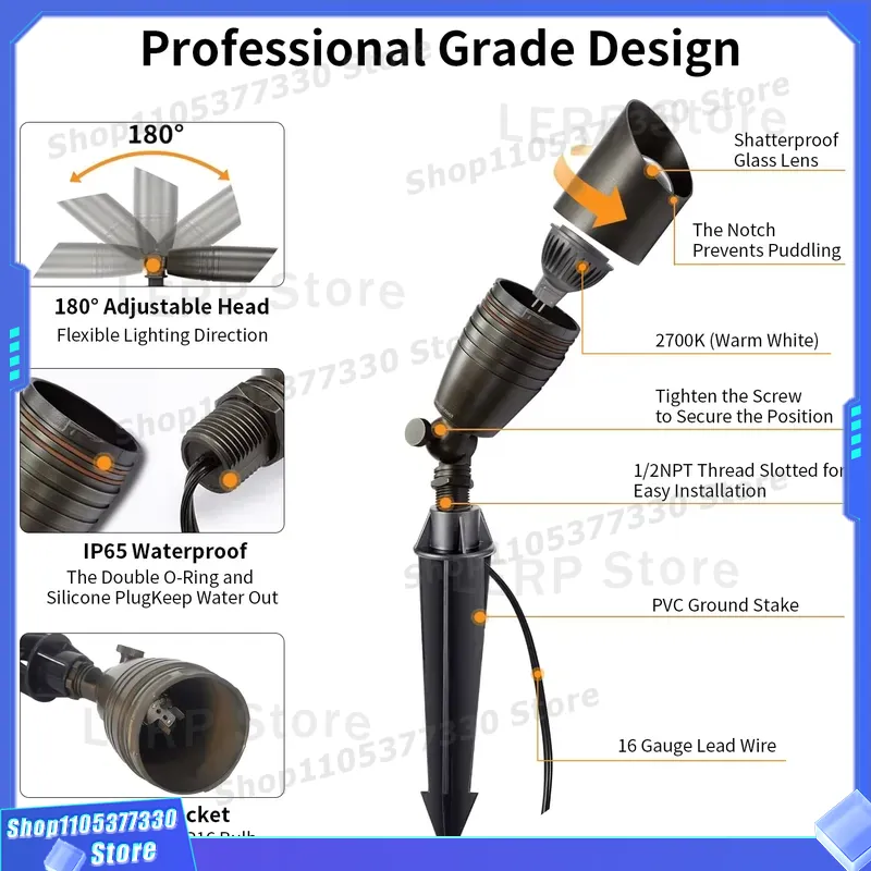 저전압 MR16 LED 스포트라이트 2700K 황동 야 - Outdoor Yard Lighting Fixtures 리뷰 및 가격