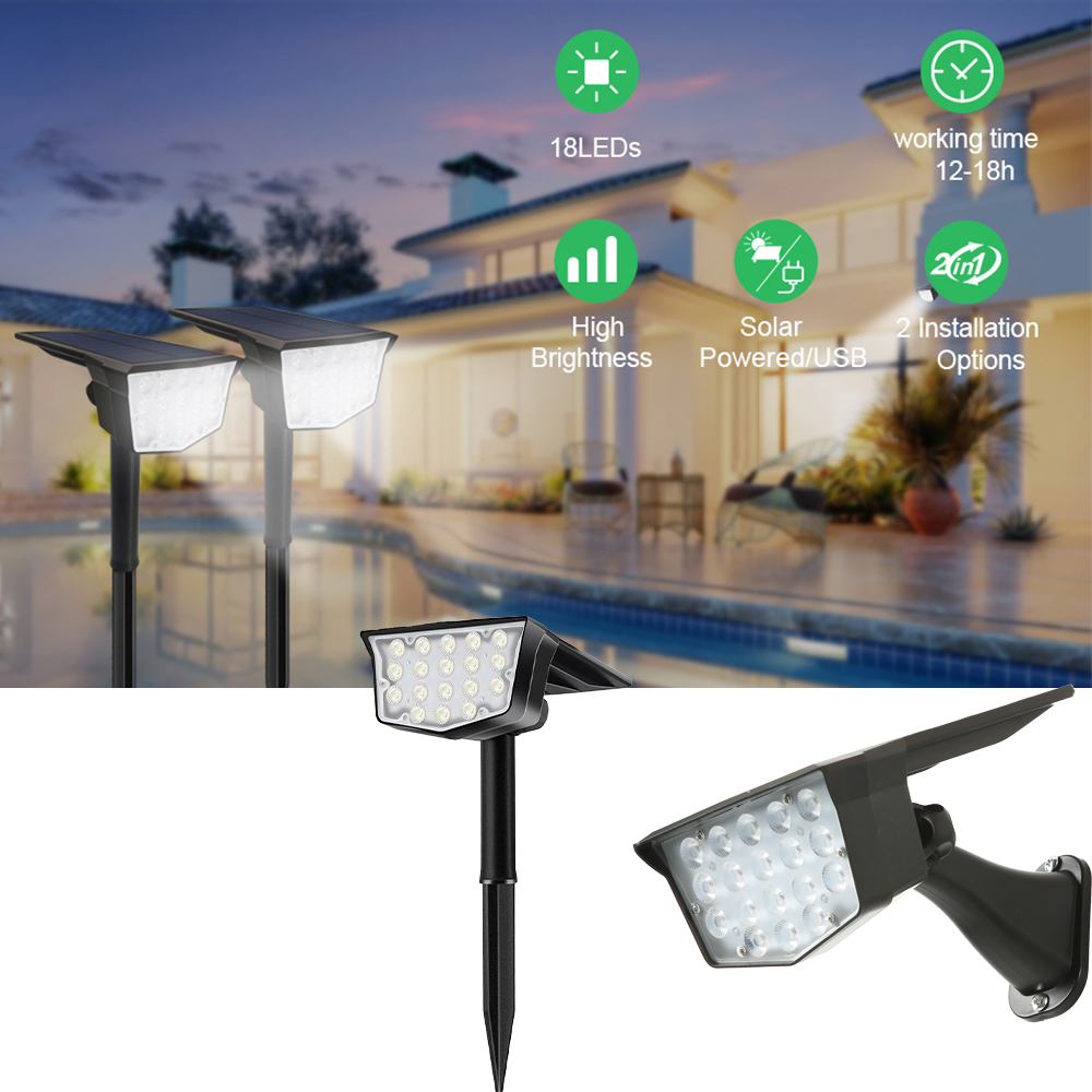 2개 태양광 야외 스팟 조명 700루멘 방수 USB 태 - Outdoor Lighting Switch 리뷰 및 가격